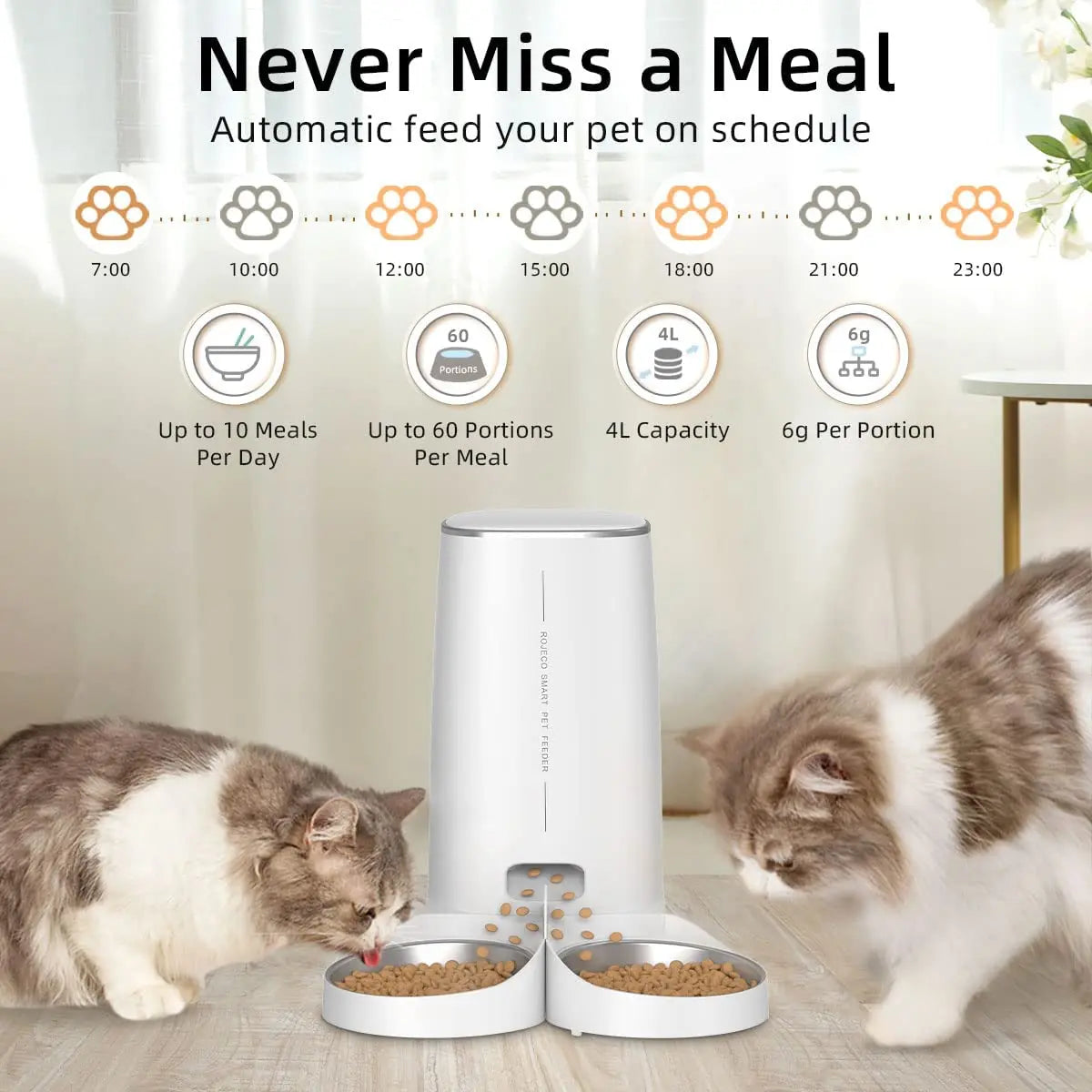 ROJECO Smart WiFi Pet Feeder
